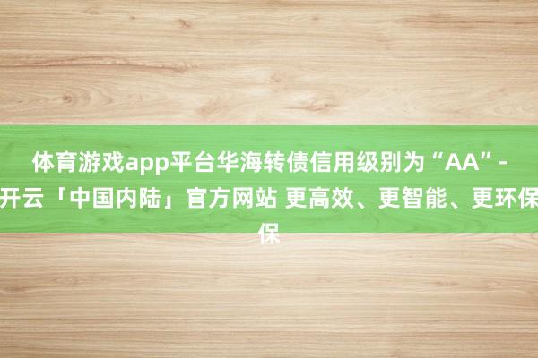 体育游戏app平台华海转债信用级别为“AA”-开云「中国内陆」官方网站 更高效、更智能、更环保
