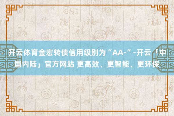 开云体育金宏转债信用级别为“AA-”-开云「中国内陆」官方网站 更高效、更智能、更环保