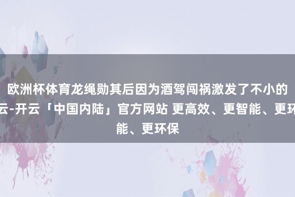 欧洲杯体育龙绳勋其后因为酒驾闯祸激发了不小的风云-开云「中国内陆」官方网站 更高效、更智能、更环保