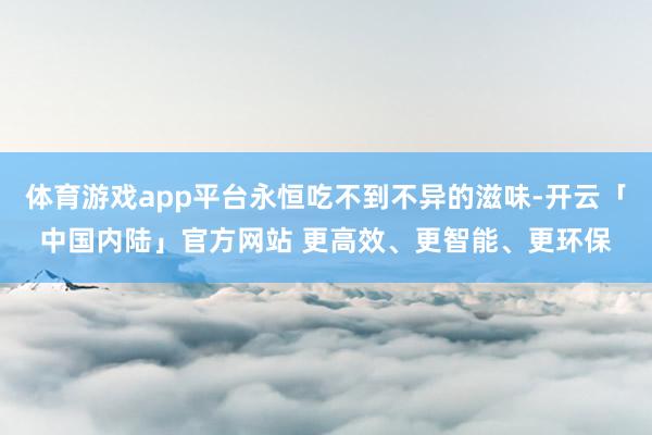 体育游戏app平台永恒吃不到不异的滋味-开云「中国内陆」官方网站 更高效、更智能、更环保