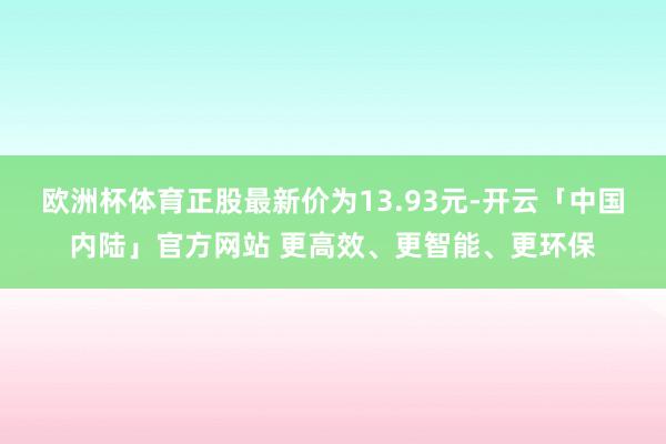 欧洲杯体育正股最新价为13.93元-开云「中国内陆」官方网站 更高效、更智能、更环保