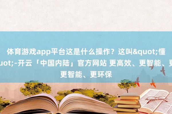 体育游戏app平台这是什么操作？这叫"懂事"-开云「中国内陆」官方网站 更高效、更智能、更环保