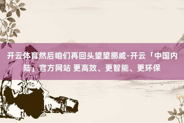 开云体育然后咱们再回头望望挪威-开云「中国内陆」官方网站 更高效、更智能、更环保
