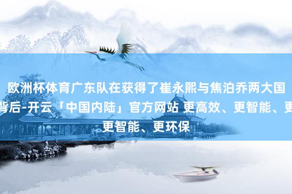 欧洲杯体育广东队在获得了崔永熙与焦泊乔两大国手的背后-开云「中国内陆」官方网站 更高效、更智能、更环保
