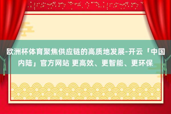 欧洲杯体育聚焦供应链的高质地发展-开云「中国内陆」官方网站 更高效、更智能、更环保
